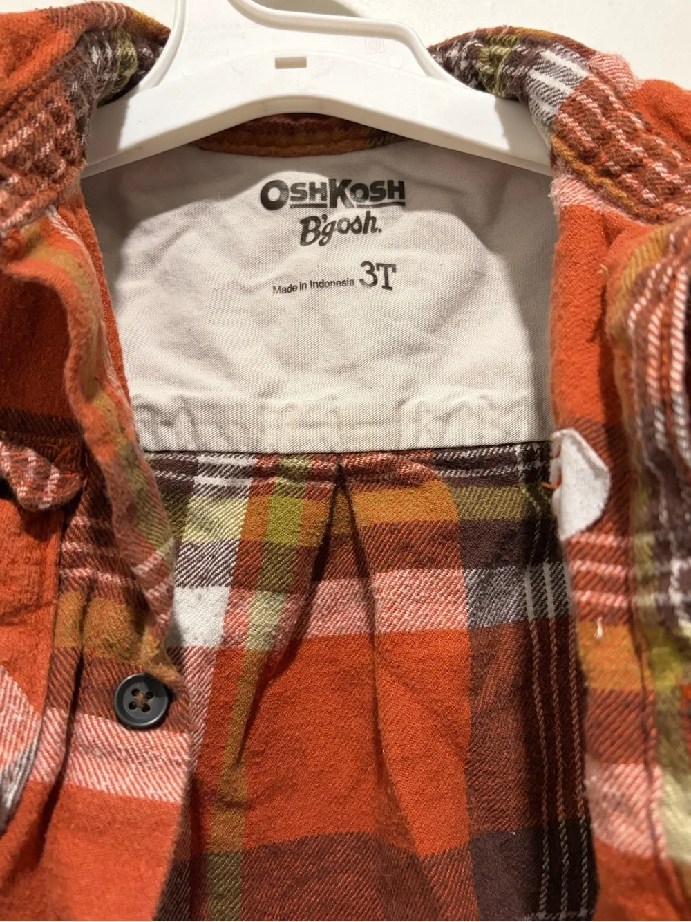 OshKosh B'gosh Orange Plaid Button-Down Shirt with Chest Pocket